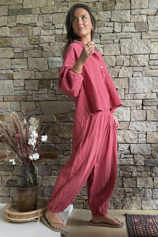 Annie Cushion Cotton Laurie Blouse Rhubard Rose